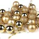 AKOAK 24 Pcs Christmas Ball Ornaments Multicolor Christmas Tree Decoration Balls for Holiday Wedding Party Decoration,with Hanging Hole and Short Line,Diameter 40mm(1.57") (Gole)