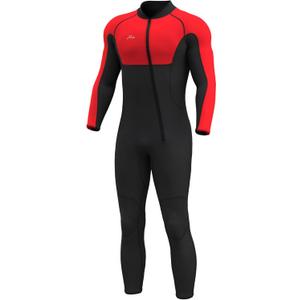 Hevto Men Wetsuits 3/2mm Neoprene Wet Suit Back Front Zip in Cold Water for Surfing Swimming Diving (Small, M2-3/2mm-Front Zip-Red)
