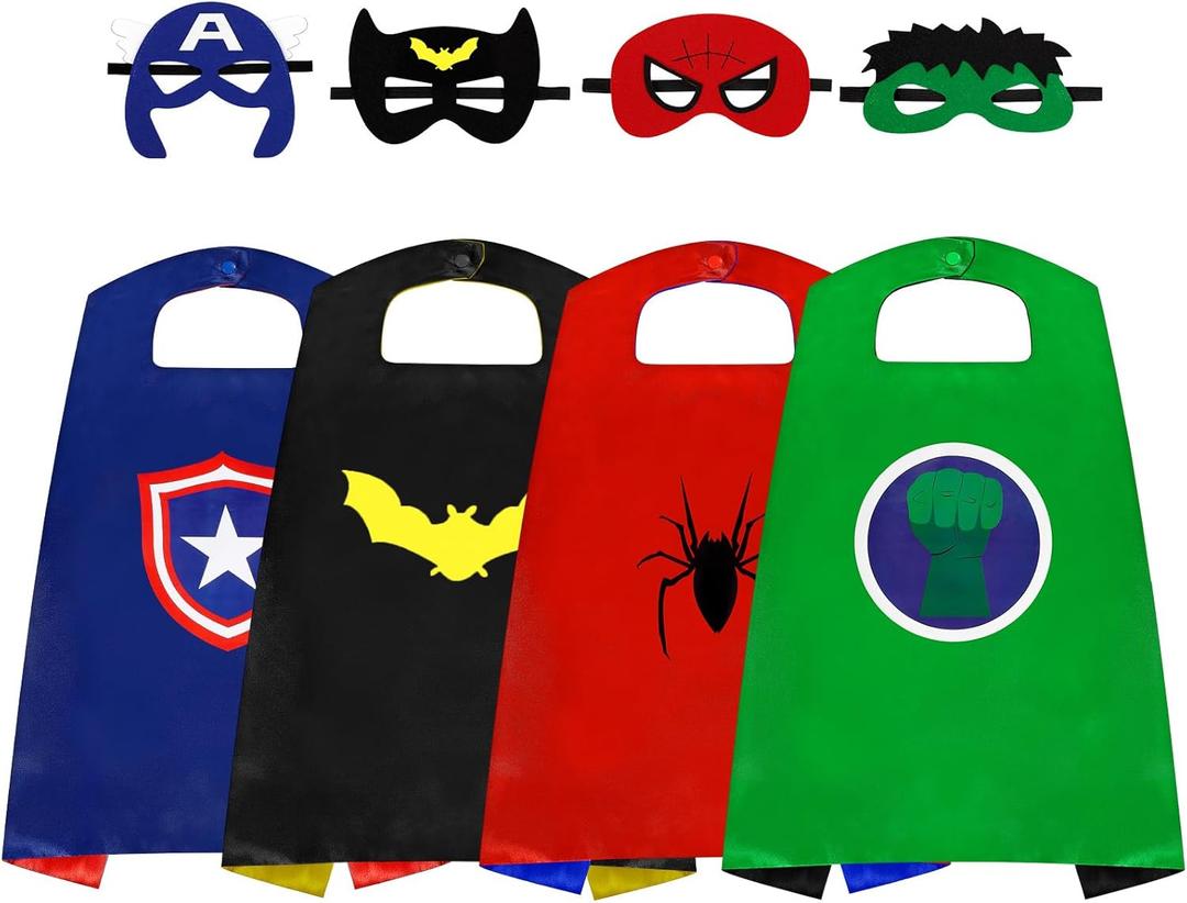 Superhero Capes for Kids,Hero Capes and Masks Fit for 4-12years old boy and girls Dress up and Holiday Costumes.