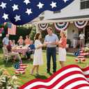 PakaLife 2PCS Front&Back Porch Decor Outdoor Entrance,Patio Decorations Outdoor Clearance,Artificial Red White and Blue Decoration Shaped Topiary Trees for Front Porch Home Garden Patio Decor (Faux Boxwood Bush Plants  Pattern 22pcs)