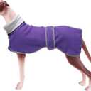 Geyecete Greyhound Cosy Fleece Jumper,Dog Winter Coat with Warm Fleece Lining,Outdoor Dog Apparel with Adjustable Bands-Purple-XL