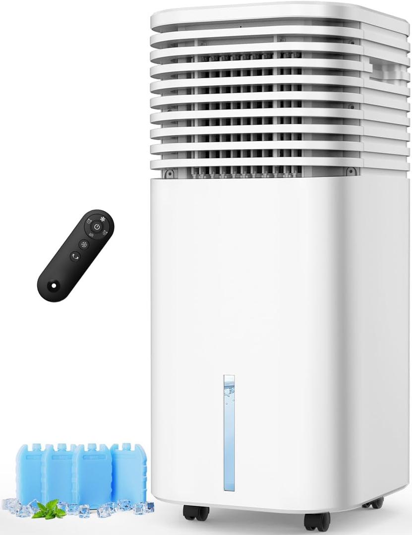 4-IN-1 Portable Air Conditioners, Evaporative Air Cooler w/4 Modes & 3 Speeds, 15H Timer for Smart Auto-off, 2-Gal Tank for 20H Cooling,17FT Remote,No Hose Needed,120Oscillating Swamp Cooler