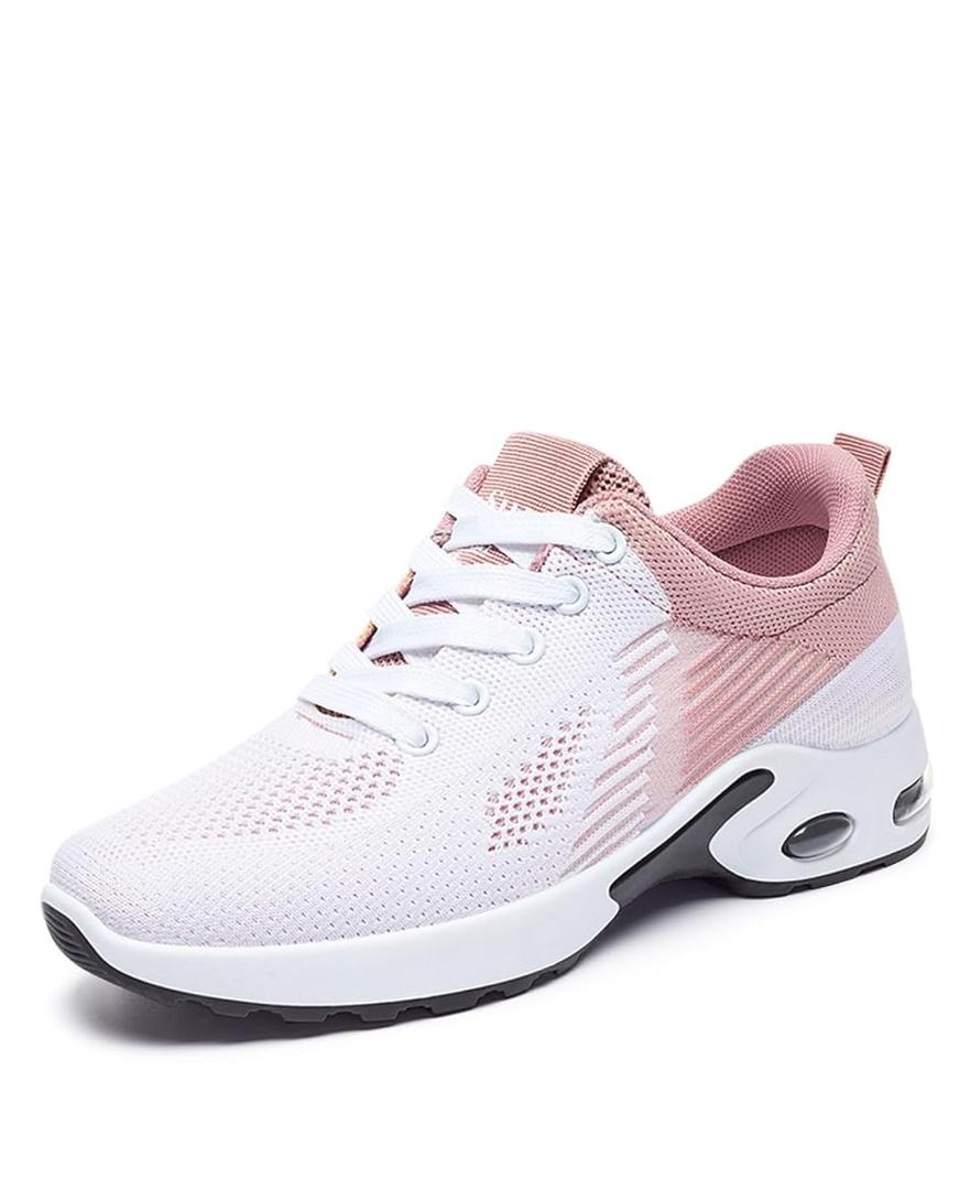Padgene Womens Sneakers Air Cushion Running Shoes Lightweight Tennis Walking Shoes Mesh Breathable Gym Work Fashion Sneakers Athletic Comfortable Casual, 821whitepink, 41