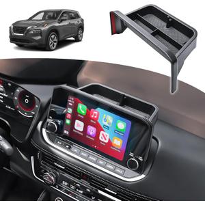 HGWEI Dash Storage Tray Compatible with 2021-2023 Nissan Rogue SL/Platinum Interior Accessories Center Console Dashboard Organizer Mount Holder Storage Tray Behind Screen (ONLY for 9 Inch), Black