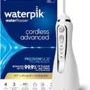 Waterpik Cordless Advanced 2.0 Water Flosser For Teeth, Gums, Braces, Dental Care With Travel Bag and 4 Tips, ADA Accepted, Rechargeable, Portable, and Waterproof, White WP580
