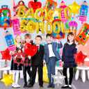 2 x Back to School Balloons, School Bus Pencil Apple Crayon Foil Mylar Balloon for Back to School Supplies, Kindergarten Party Decorations