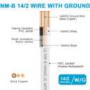 NM-B 14/2 Wire with Ground,250FT 14 Gauge 2 Conductors Electrical Wire 14 AWG Copper Solid Indoor NMB Cable,14/2 with Ground Non-Metallic Sheathed Cable Residential Wiring for Switch,Outlet,Lighting