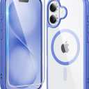 FNTCASE for iPhone 16 Case Clear: Magnetic Phone Cases Compatible with Magsafe Slim Anti Yellowing Military Grade Drop Protection Rugged Protective Transparent Cell Cover (B-Ultramarine Magnetic)