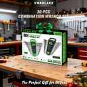 SWANLAKE GARDEN TOOLS 30-Piece Combination Wrench Set, Metric & SAE (8-22mm & 1/4 to 1-1/16),12-Point Open End Standard Wrench Set, Mechanics Wrenches Sets, Chrome Vanadium Steel with Storage Rack