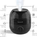 Honeywell Small Compact Ultrasonic Mini Cool Mist Humidifier with Adjustable Mist Control and Essential Oil Tray for Indoor Humidity, Black
