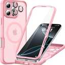 ESR for iPhone 16 Pro Max Case, Compatible with MagSafe, Full-Body Military-Grade Drop Proof Case with Built-in 9H+ Tempered Glass Screen Protector, Armor Series, Frosted Pink