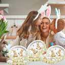HAKOTI 50Pcs Easter Oval Paper Plates - Easter Decorations Bunny Oval Party Plates Spring Floral Rabbit Tableware Decoration for Birthday,Baby Shower,Spring Holiday Dinner Table Decor