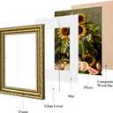 Eletecpro 8x10 Picture Frames Set of 4, Gold Frames 8 x 10 with Glass Cover, Vintage Photo Frame Displays 5x7 Photo with Mat or 8x10 without Mat for Tabletop or Wall Decor, Gold