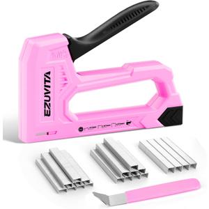 Light Duty Staple for Wood, Pink Upholstery Staple Kit with 2000pcs JT21 Staples 1/4, 5/16, 3/8 inch and Staple Remover, Stapler for Crafts, DIY, Classroom, Decoration