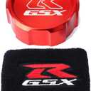 MOWOK For Suzuki GSX-R Gsxr 600 750 1000 GSX-R750 gsx-r600 gsxr1000 Motorcycle CNC aluminium alloy Front Brake Fluid Reservoir Protection Cover and Reservoir cap sock (Red)