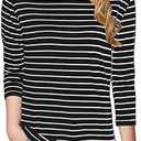 Tulucky Women's Casual Long Sleeve Shirts Stripe Tees Round Neck Tank Tops, XXL