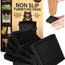 CasterMaster Non-Slip Furniture Pads Square Rubber Anti-Skid Caster Cups, Anti-Sliding Floor Protectors for Furniture (Black, 2'' x 2'' (Pack of 8)