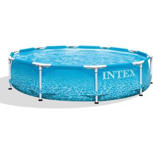 Intex 28206EH Large Round Above Ground Swimming Pool with Reinforced Sidewalls and Metal Frame for Backyard or Outdoor Use, 10 Foot by 30 Inch