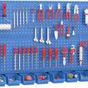 Ultrawall Pegboard Wall Organizer, Blue Metal Peg Board Panels, Garage Storage System with Hooks and Storage Bins, 59pcs