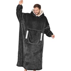 yescool Wearable Blanket Hoodie, Flannel Sherpa Fleece Blanket Sweatshirt for Adults Women Men,One Size Fits All 2pc