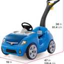 Step2 Whisper Ride II Kids Push Car, Ride-On Car with Seat Belt and Horn, Quick Fold Handle, Stroller Alternative, Toddlers and Preschoolers Ages 18+ Months, Blue, Large