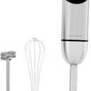MegaWise Stainless Steel Titanium Reinforced 3-in-1 Immersion Hand Blender, Powerful with 80% Sharper Blades, 12-Speed Corded Blender, Including Whisk and Milk Frother (3-in 1 Black)