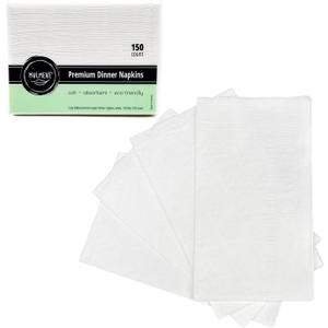 MULMEH Premium 2-Ply 1/8 Fold Dinner Napkin for Restaurants, Catering, Home, and Events, 15x16", White, 150 Pack