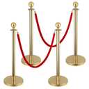 Gold Stanchions and Red Velvet Ropes Set, 4pcs Stanchions with 2pcs 5ft Velvet Ropes, Red Carpet Poles, Crowd Control Ropes and Stanchion Line Dividers for Decorations, Party, Club