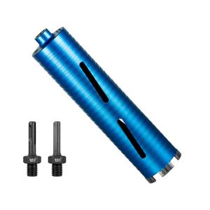 SALI Diamond Core Drill Bits 2 1/2" Diameter 10"/254mm Drilling Depth 5/8-11" Thread Core Bit Turbo Laser-Welded Segments for Cured Concrete with Brick, Block, Masonry, with Two Adapters