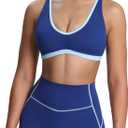 Aoxjox Women's Workout Fitness Rory Ruched Sports Bras Yoga Crop Tank (Medium, Bellwether Blue/Airy Blue)