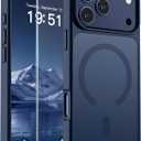 SUPFINE Magnetic for iPhone 17 Pro Max Case with Screen Protector (Compatible with MagSafe)(Military Grade Drop Protection) Translucent Matte Shockproof with Anti-Fingerprint Phone Cover,Dark Blue