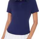 ZANZEA Polo Shirts for Women Short Sleeve Slim Fit Golf Tennis Tops | UPF 50+ Sun Protection, Breathable Moisture Wicking Fabric, Athletic Collared T-Shirt for Outdoor Sports (Blue, XL)