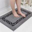 Bathroom Rug Non Slip  20x32 Washable Bath Mat for Bathroom and Shower Quick Dry Machine Washable Soft Rugs Non Slip Shower Mats Door Mat Bath Rug for Floor,Grey