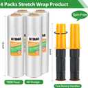 4 Rolls Stretch Wrap 15"x1000 Feet Stretch Film Shrink Wrap Packing Moving Suppliers for Shipping Moving Suppliers Packing Pallet Wrapping Surface Protection 60 Gauge (4 Rolls)