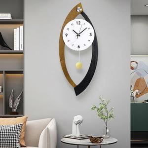 23.6 x 9.8inch Decorative Wall Clocks with Pendulum, Large Modern Solid Wood Frame Unique Clock for Wall Decor Living Room,Kitchen,Home,Bathroom,Bedroom - Battery Operated, Silent, Non-Ticking