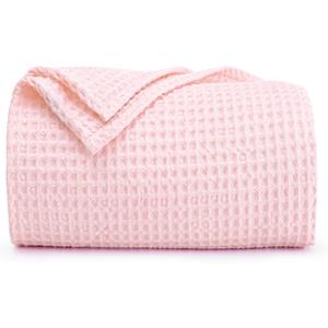 PHF Ultra Soft Waffle Weave Blanket King Size 104"x 90"- Washed Lightweight Breathable Cozy Woven Blanket for Bed - Aesthetic Decor for Couch Bedding Sofa Home Car - Light Pink PHF Ultra Soft Waffle Weave Blanket King Size 104"x 90"- Washed Lightweight Breathable Cozy Woven Blanket for Bed - Aesthetic Decor for Couch Bedding Sofa Home Car - Light Pink