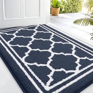 Buganda Indoor Door Mat, Dirt-Resistant and Absorbent Doormat, Anti-Slip, Low Profile Floor Mats for Inside Entryway, Front, and Back Door Entrance (32x20 Inches, Navy Blue)