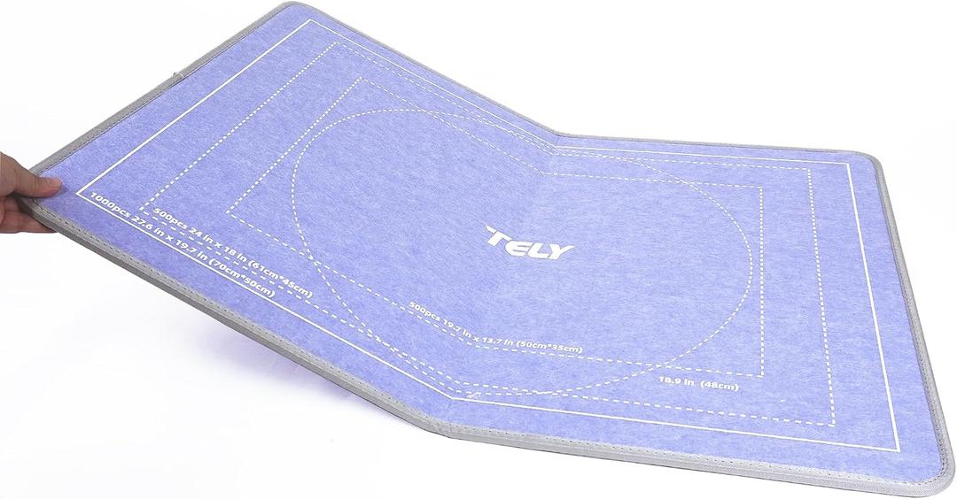 TELY Foldable Jigsaw Puzzle Board - Sturdy Hard Felt, Anti-Slip Surface, Portable & Lightweight, Fits Up to 1000 Pieces, Lavender Puzzle Mat for Table, Lap, or Puzzle Stand Use (Lavender Purple)