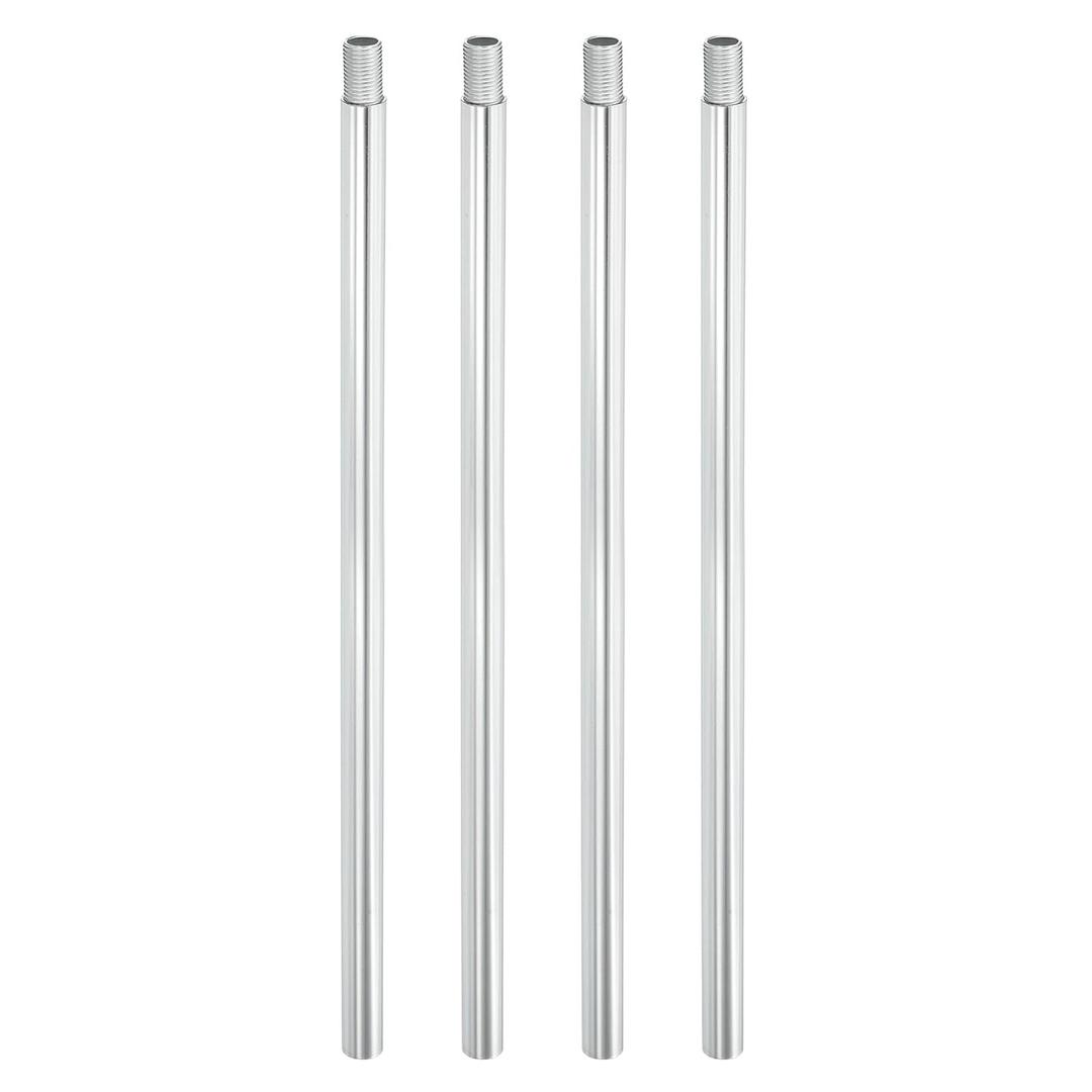 PATIKIL Threaded Extension Rod, 4 Sets 10" M10 x 1mm Fine Thread Lamp Pipe with Lamp Pipe Nipples for Pendant Light Island Lighting Chandeliers Stems, Silver Tone