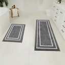 Uphome Bath Mats for Bathroom Floor Set of 2, Fluffy Microfiber Soft Bathroom Runner, Absorbent Non-Slip Machine Wash Bath Rug Runner, Modern Geometric Dark Gray Bathroom Mat Set for Tub Sink Laundry