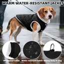 PUPTECK Dog Winter Coat, Warm Fleece Pet Jacket with Harness Built in, Water Resistant Windproof Collar Dog Puffer Vest, Doggy Snowsuits for Medium Small Dogs Cold Weather Apparel Outdoor, Black M