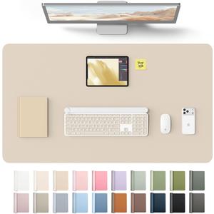 YSAGi Leather Desk Protector, Office Mat, Large Mouse Mat, Non-Slip PU Leather Blotter, Laptop Desk Mat, Waterproof Writing Pad for Office and Home(Eeggshell, 40" x 24")