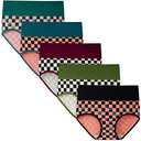 INNERSY Women's High Waisted Underwear Cotton Panties Regular & Plus Size 5-Pack(Chessboard,XX-Large)