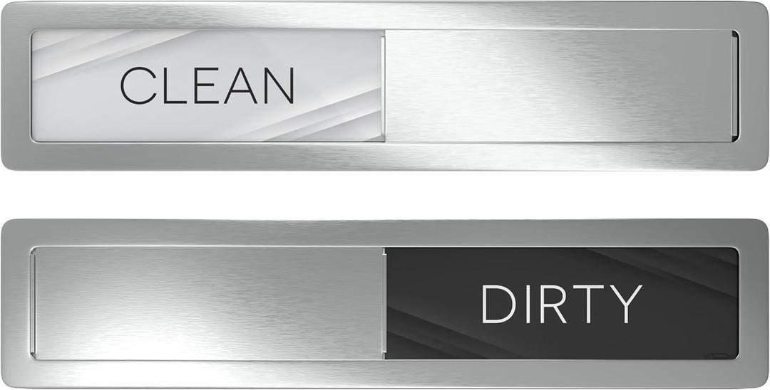 Stainless Steel Dishwasher Magnet Clean Dirty Sign, Premium Clean Dirty Magnet for Dishwasher with a Protective Backing & Adhesives, Kitchen Gadgets Decor, Black White Dirty Clean Dishwasher Magnet