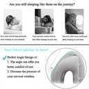 Povinmos Inflatable Travel Pillow, Airplane Neck Pillow for Sleeping, Supports Head and Chin for Airplanes,Trains,Cars and Office Napping with 3D Eye Mask and Earplugs and Portable Drawstring Bag