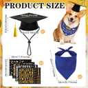 2 x 3 PCS Dog Graduation Costume Set Include 2026 Black Pet Graduation Cap and Bandana with Tassels for Dogs Cats Party Dress Costume AccessoryBlue