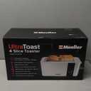 Mueller UltraToast Full Stainless Steel Toaster 4 Slice, Long Extra-Wide Slots for Bagels and Waffles, 6 Browning Levels, LED Display, Cancel/Defrost/Reheat Functions & Removable Tray, Kitchen Gadgets