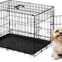 DUMOS Dog Crate, 30 Inch Medium Size Single Door Dog Cage with Plastic Leak-Proof Pan Tray, Folding Small Metal Wire Pet Kennel for Indoor, Outdoor, Travel, 30.70*3.34*18.89 IN