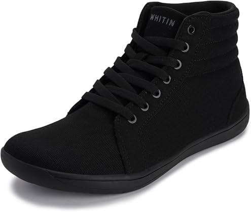WHITIN Women's Wide High-Top Canvas Barefoot Sneakers | Minimalist Street-Ready Fit | Comfort-Forward Ankle Support Size 37