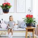 Set of 2 Hanging Planters for Indoor Outdoor Plants, 10 Inch Self-Watering Hanging Flower Pots with Drainage Hole & Removable Water-Storage Tray (Hooks)